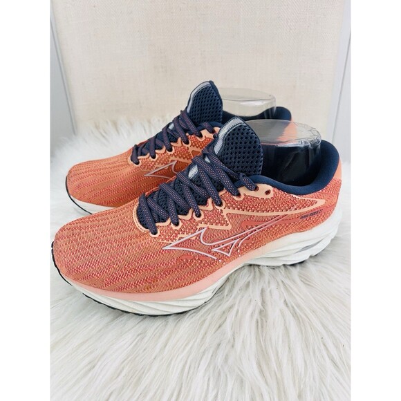 Mizuno Shoes - Mizuno Wave Rider 27 Coral Reef Snow White Womens Running Shoes Size 7